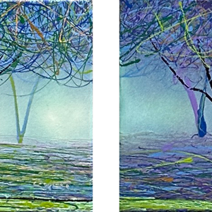 Trees and Bench 12x12