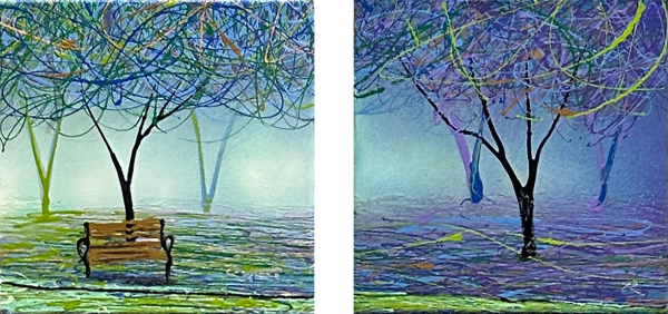Trees and Bench 12x12