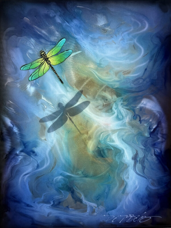 abstract green dragonfly
