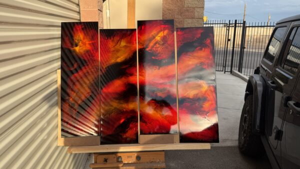 4 Panel Red Abastract